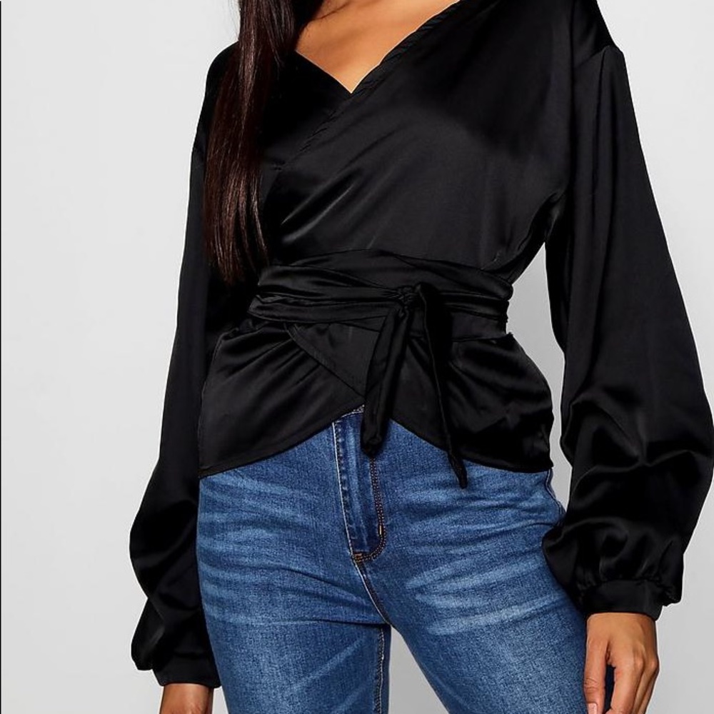 Boohoo Balloon Sleeve Wrap too